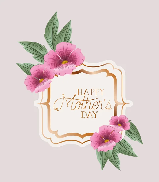 Feliz día de las madres marco victoriano con flores — Vector de stock