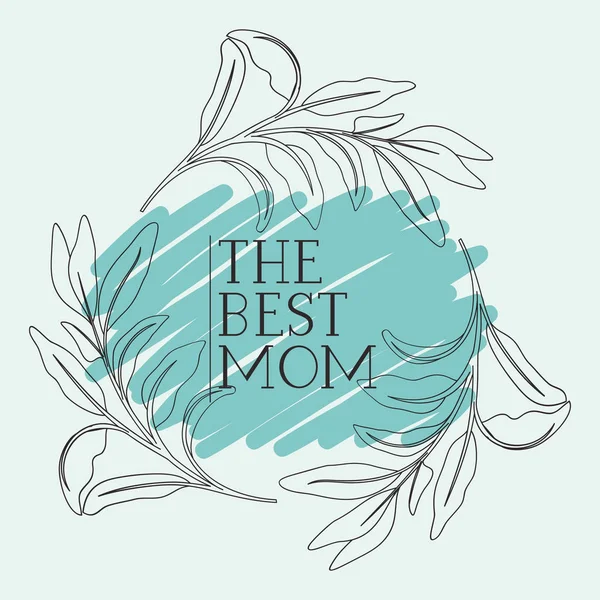 Carte de fête des mères heureux avec cadre aux herbes — Image vectorielle