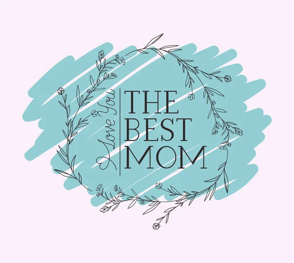 Carte joyeuse fête des mères avec cadre circulaire aux herbes — Image vectorielle
