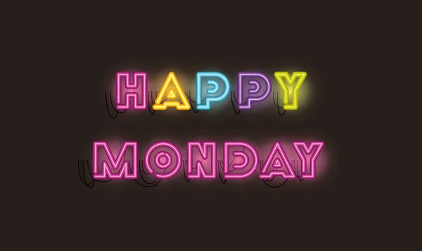 Happy monday polices néon lights — Image vectorielle