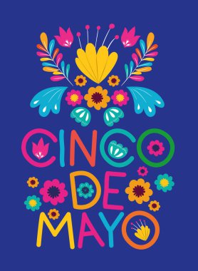 cinco de mayo card with floral decoration