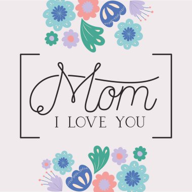 mutlu anneler günü kartı ile otlar kare çerçeve