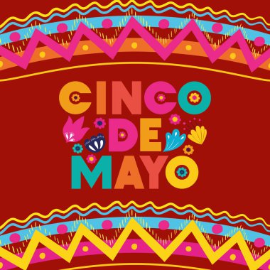 Cinco de mayo kartı ile çiçek ve doku çerçeve