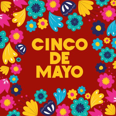 Cinco de mayo kartı ile çerçeve çiçek