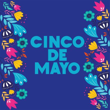 Cinco de mayo kartı ile çerçeve çiçek