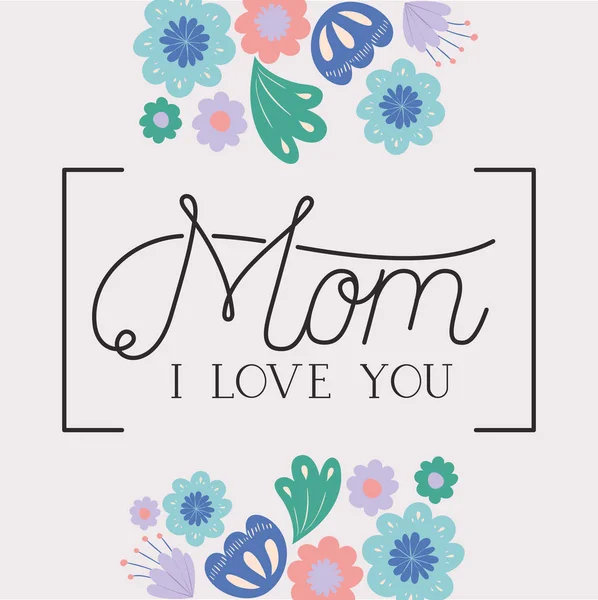 Happy mothers day card with herbs square frame — Stock Vector