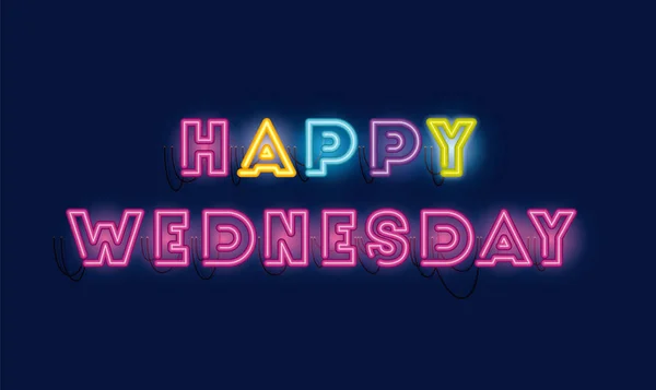 Happy wednesday fontes luzes de néon — Vetor de Stock