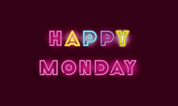 Happy monday polices néon lights — Image vectorielle