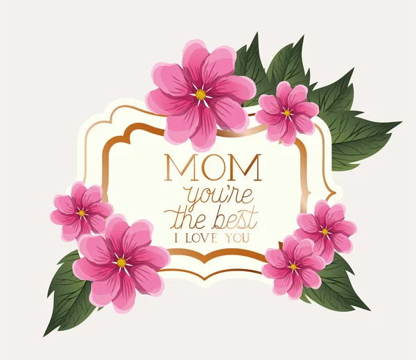 Happy mothers day Victoriaanse vierkante frame met bloemen — Stockvector