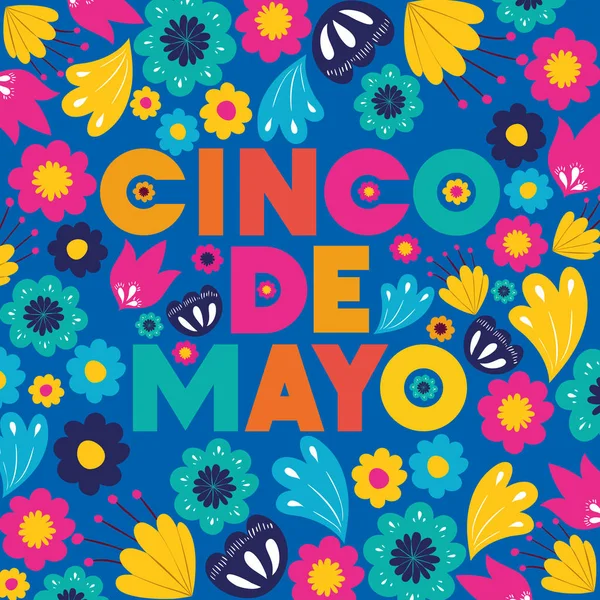 Cinco de mayo card with floral pattern — стоковый вектор