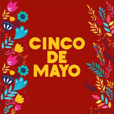 Cinco de mayo kartı ile çerçeve çiçek