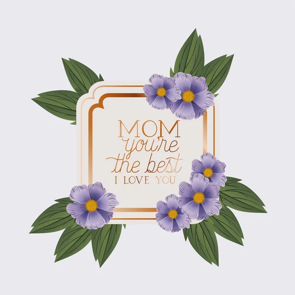 Happy mothers day Victoriaanse vierkante frame met bloemen — Stockvector