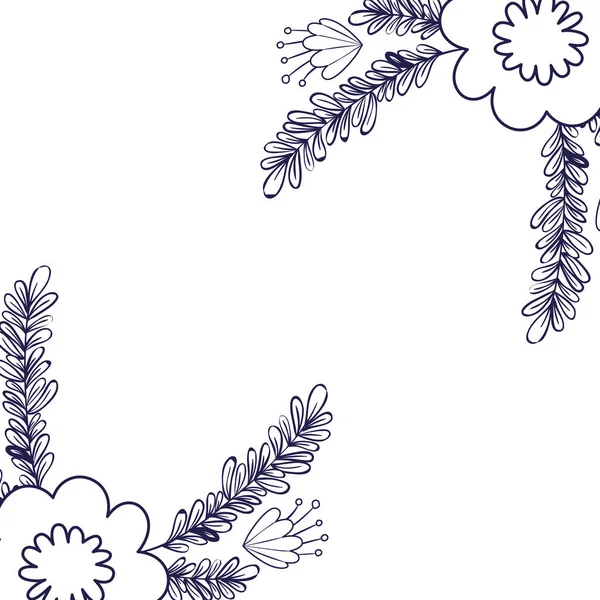 Шаблон цветы с листочками изолированный значок — стоковый вектор