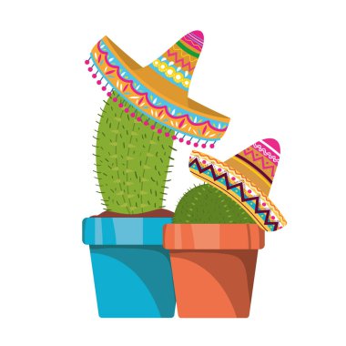 kaktüs pot ve Meksika şapkası Icon