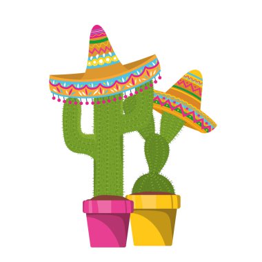 kaktüs pot ve Meksika şapkası Icon