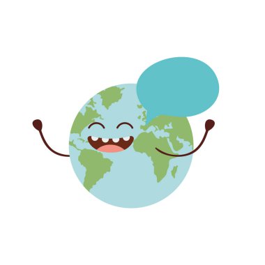 Planet earth kawaii izole simgesini