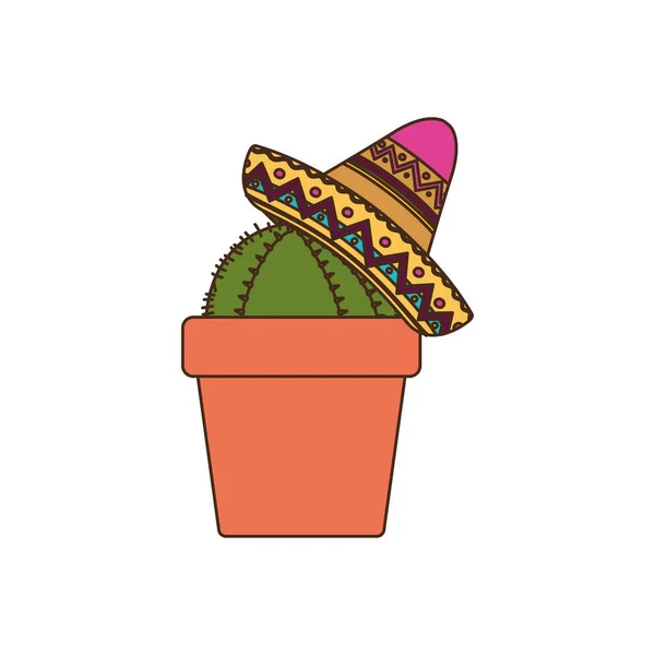 Kaktusz-pot és a mexikói kalap ikon — Stock Vector
