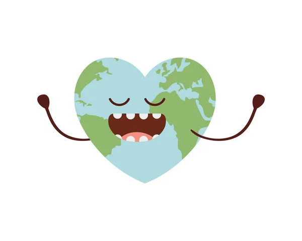 Planet earth kawaii isolated icon — Stock Vector