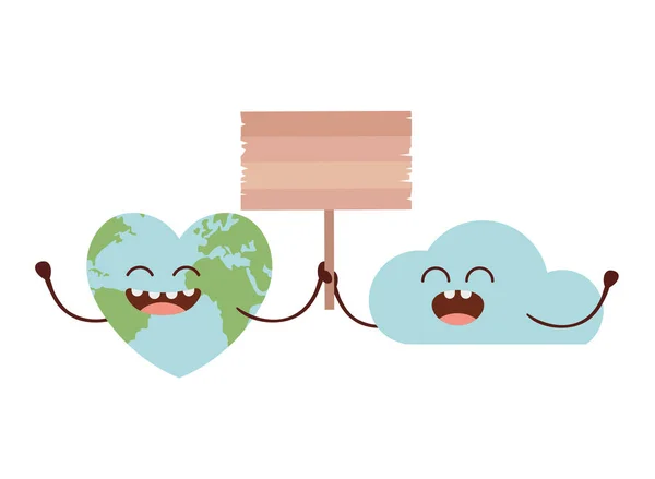 Planeet aarde kawaii geïsoleerde pictogram — Stockvector