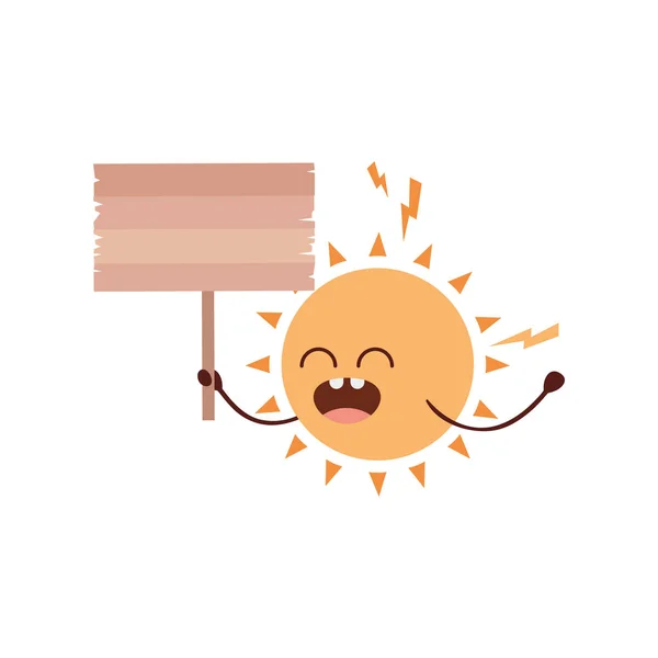Soleil radieux kawaii icône isolée — Image vectorielle