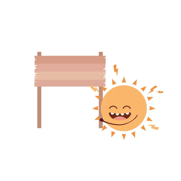 Sol radiante kawaii icono aislado — Vector de stock