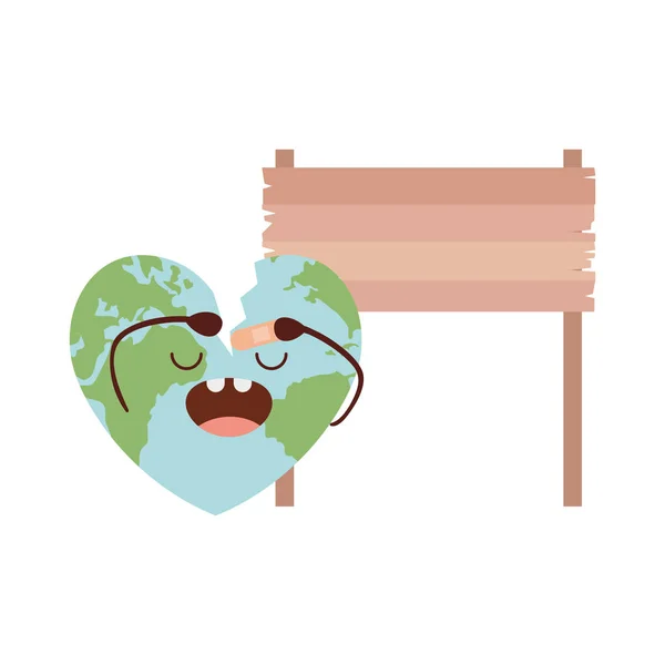 Planet earth kawaii izole simgesini — Stok Vektör