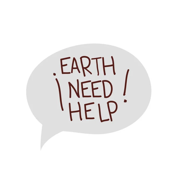 Earth need help label icon — Stock Vector