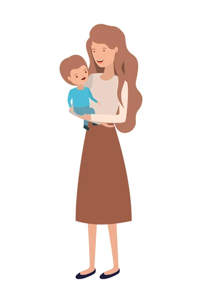 Vrouw met baby avatar karakter — Stockvector