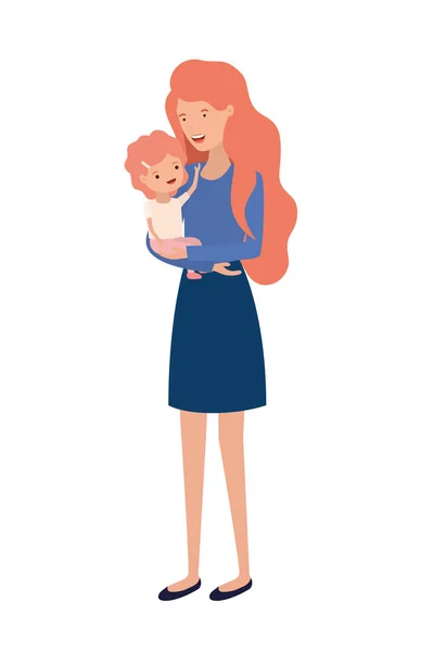 Vrouw met baby avatar karakter — Stockvector