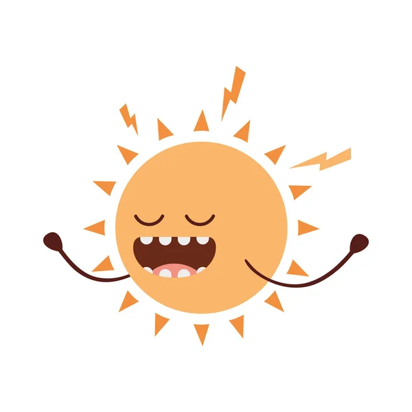 Sol radiante kawaii icono aislado — Vector de stock