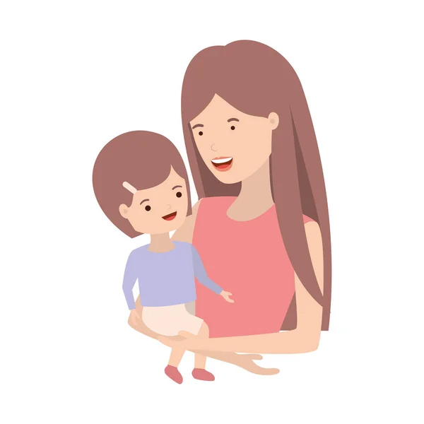 Vrouw met baby avatar karakter — Stockvector