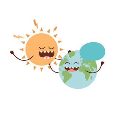 Planet earth kawaii izole simgesini