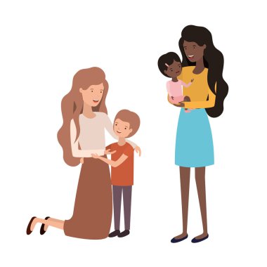 Kadınlar çocuk avatar karakter ile