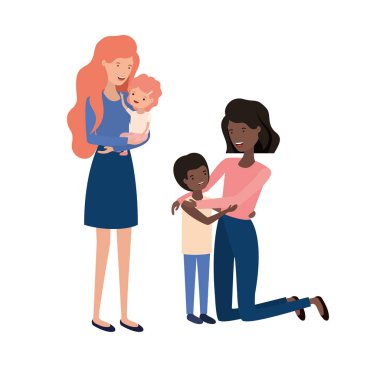 Kadınlar çocuk avatar karakter ile