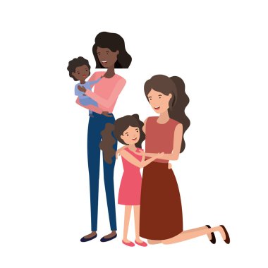 Kadınlar çocuk avatar karakter ile