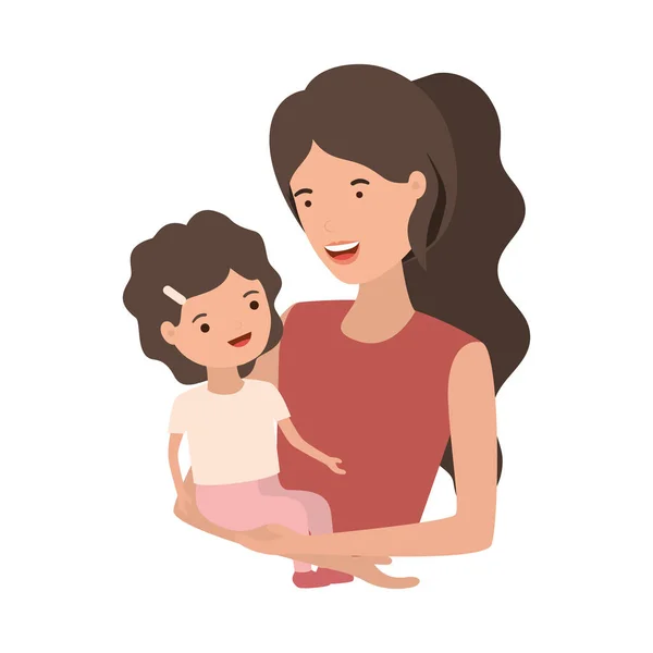 Vrouw met baby avatar karakter — Stockvector