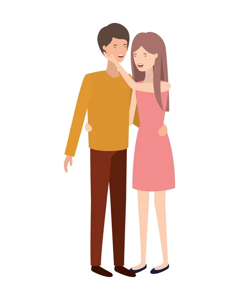 Young couple avatar character — Stock Vector