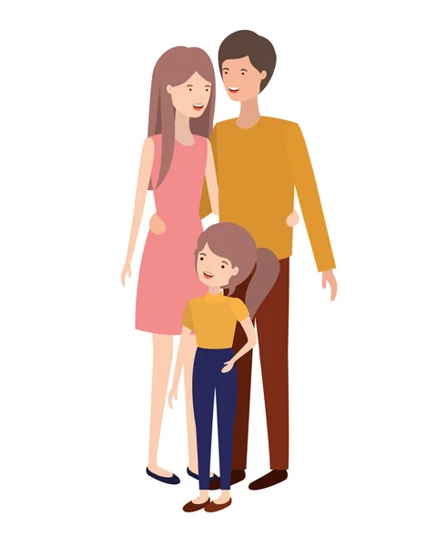 Οι γονείς ζευγάρι με κόρη avatar — Διανυσματικό Αρχείο