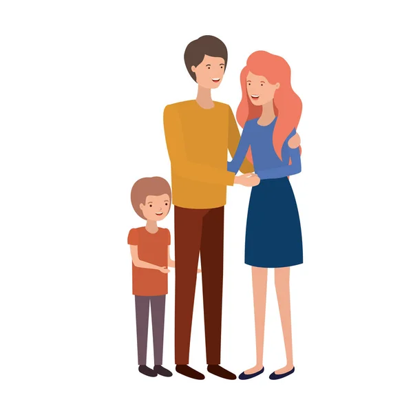 Parents couple with son avatar — Stock Vector