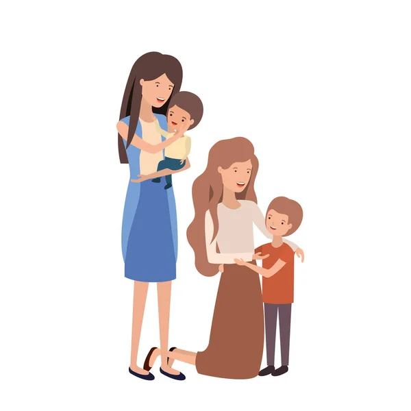 Femmes avec des enfants avatar caractère — Image vectorielle