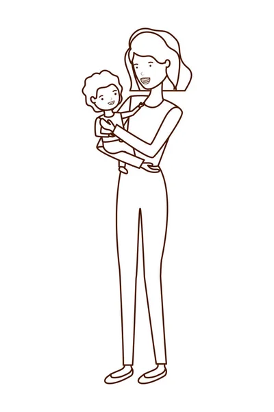 Femme avec bébé avatar personnage — Image vectorielle