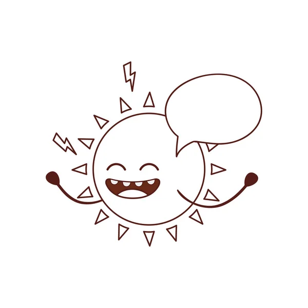 Soleil radieux kawaii icône isolée — Image vectorielle