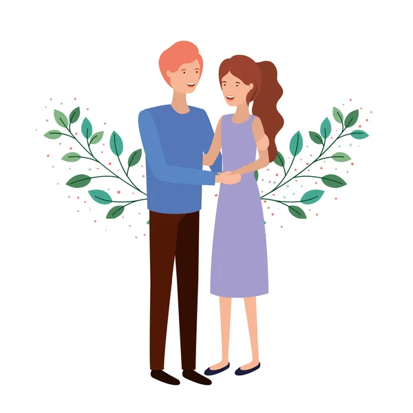 Jovem casal avatar personagem — Vetor de Stock