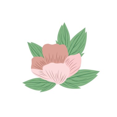 güzel çiçeklerle yapraklar izole simgesi