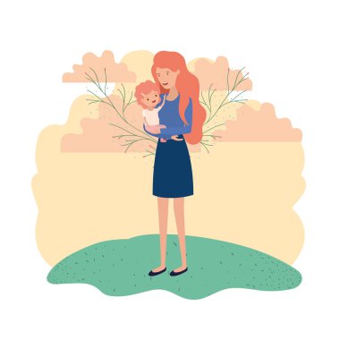 Bebek manzara avatar karakter kadınla