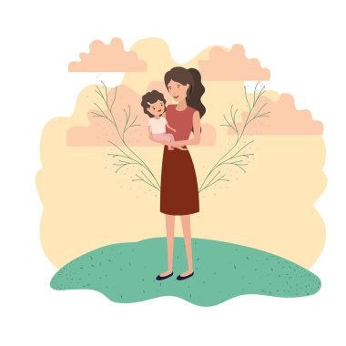 Bebek manzara avatar karakter kadınla