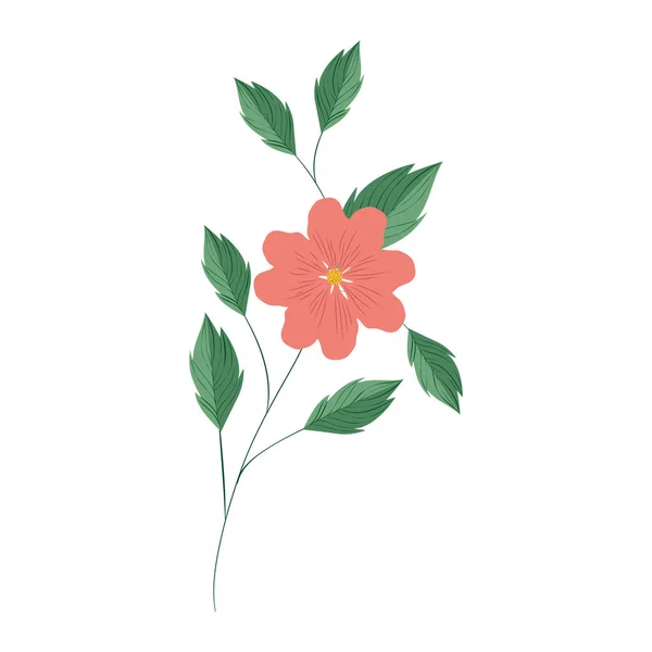 Όμορφα λουλούδια με φύλλα απομονωμένες εικονίδιο — Διανυσματικό Αρχείο