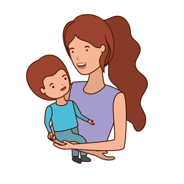 Femme avec bébé avatar personnage — Image vectorielle