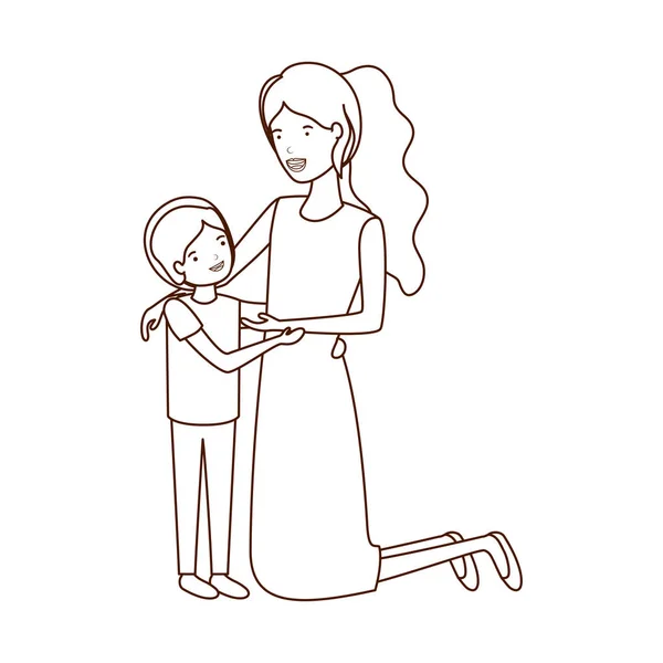 妇女与儿子头像字符 — 图库矢量图片