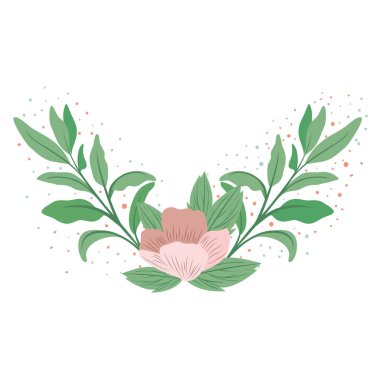 Çiçek çelenk ve izole simgesi yapraklar